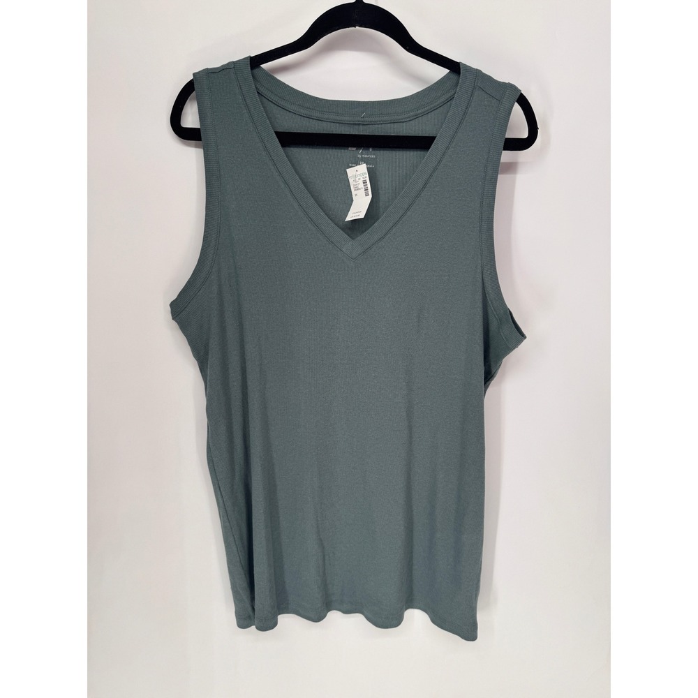 Maurices Tank Top Women 2X Teal NWT 24/7 Ribbed V-Neck Sleeveless Relaxed Fit